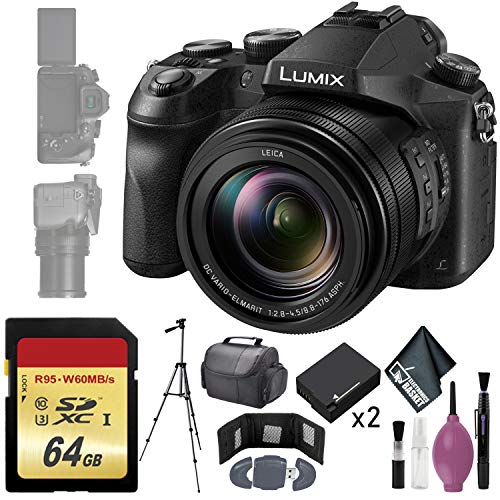 Panasonic Lumix DMC-FZ2500 Digital Camera - 64GB - Memory Card Wallet - Reader - Battery x2-72" Tripod - Case