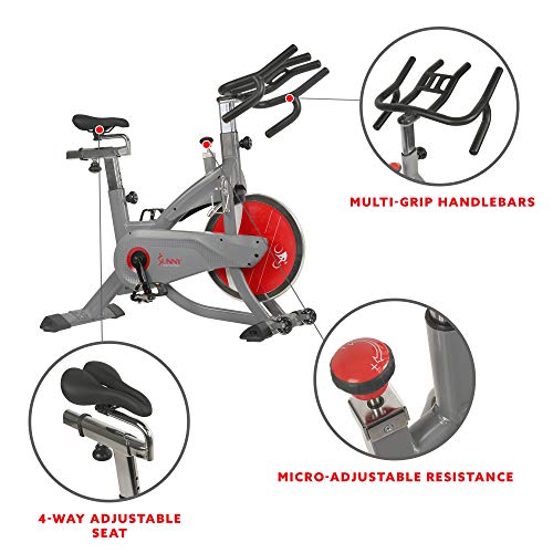 Sunny Health & Fitness AeroPro Indoor Cycling Exercise Bike with 44 LB Flywheel and Magnetic Resistance - SF-B1711, Grey