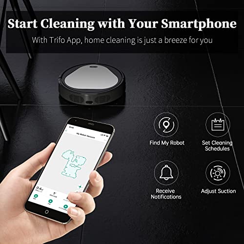 Emma Robot Vacuum Cleaner, Robot Vacuum 3000Pa, Robotic Vacuums 110Mins Runtime&Self Charging, Compatible with Alexa&Google Home&2.4G Wi-Fi, Ideal for Pet Hair, Hard Floor and Low-Pile Carpet (Emma)