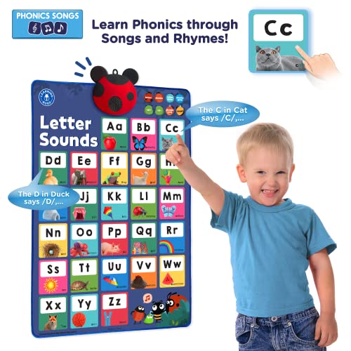 LEARNING BUGS Press to Learn Phonics, Interactive Letters and Sounds Talking Poster, Preschool & Kindergarten Learn to Read, Ages 3+