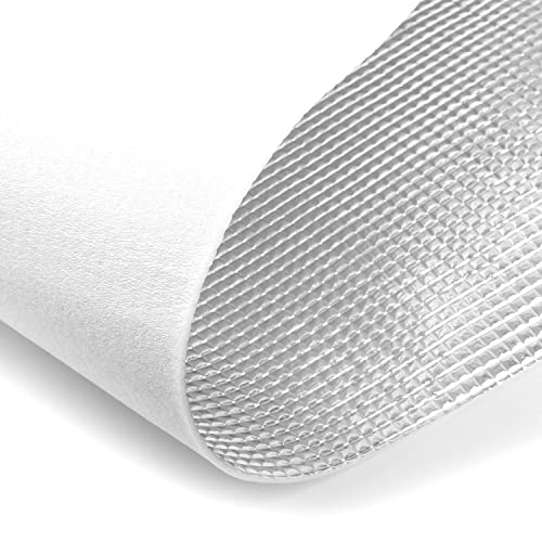 MOTUKA 40"x 80" 118mil Single Reflective Foam Thermal Insulation Panel Foam Core Radiant Barrier 21.53 sqft Aluminum Foil Finsh White Foam Heat Shield Material