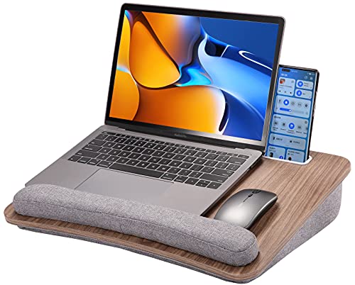 HUANUO Lap Laptop Desk - Portable Lap Desk with Pillow Cushion, Fits up to 15.6 inch Laptop, with Anti-Slip Strip & Storage Function for Home Office Students Use as Computer Laptop Stand, Book Tablet