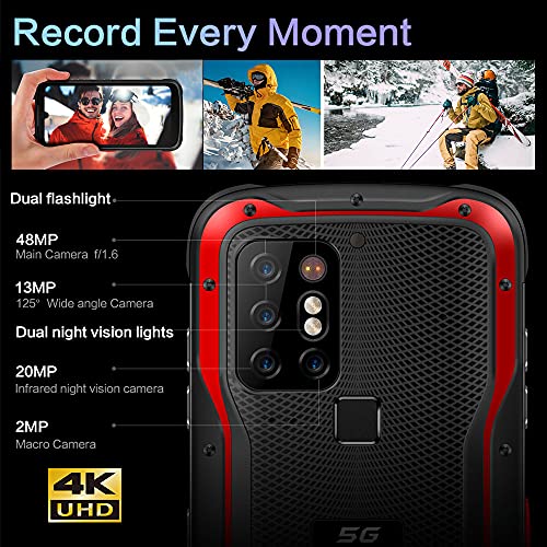 CONQUEST S20 5G Rugged Smartphone Unlocked Cell Phones Android 11, 8G+128G,IP 68 Waterproof 8000mAh Battery,IP68 Waterproof,48MP Quad Camera,6.3 Inch Screen,Dual SIM,NFC,POC Intercom(Black, 128G)