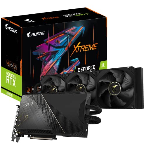 GIGABYTE AORUS GeForce RTX 3090Ti Xtreme WATERFORCE 24G Graphics Card, Waterforce Cooling System, 24GB 384-bit GDDR6X, GV-N309TAORUSX W-24GD Video Card