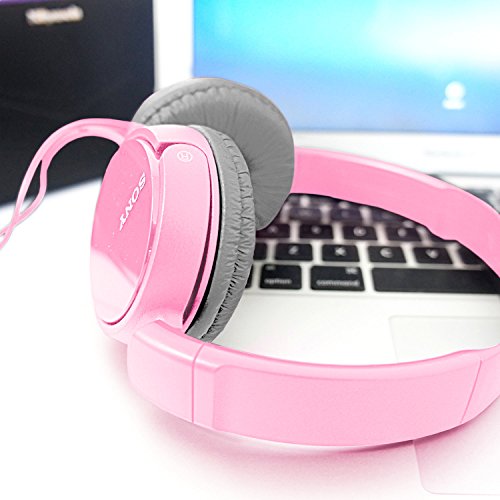 SONY Over Ear Best Stereo Extra Bass Portable Foldable Headphones Headset for Apple iPhone iPod/Samsung Galaxy / mp3 Player / 3.5mm Jack Plug Cell Phone (Rose)