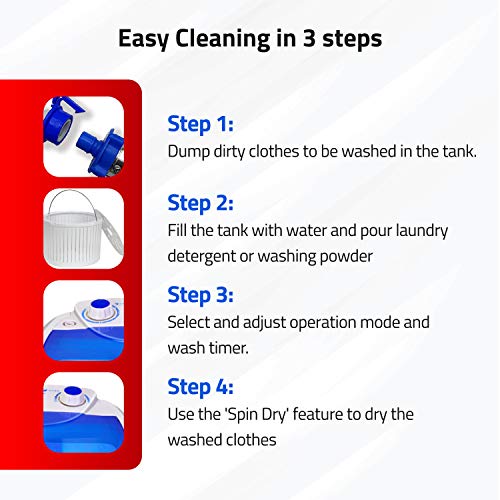 DENSORS Portable Single Tub Washer - The Laundry Alternative - Washing Capacity Less Than 1.2Kg - Portable Clothes Washer For Small Clothes Like Socks, Undergarments Etc - Travel Washing Machine