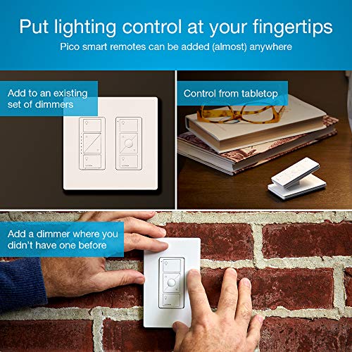 Lutron Caséta Smart Home Dimmer Switch and Pico Remote Kit, Works with Alexa, Apple HomeKit, Ring, Google Assistant (Smart Hub Required) | P-PKG1WB-WH | White