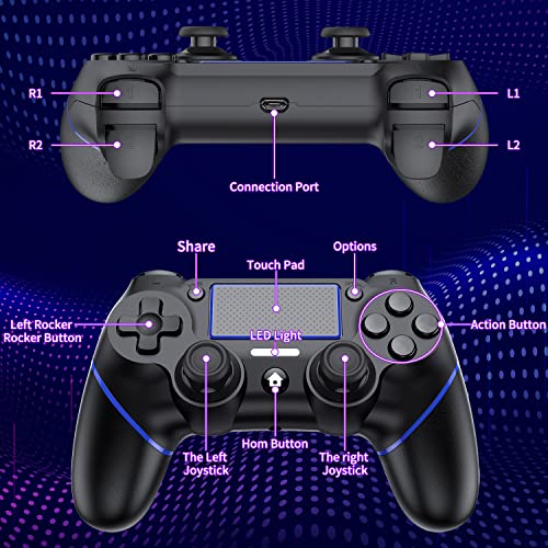 Aollpala Replacement for PS4 Controller, Controller Dual Vibration Game Joystick Wireless Controller for PS4/ PS3/Slim/Pro, Compatible with PS4 Console