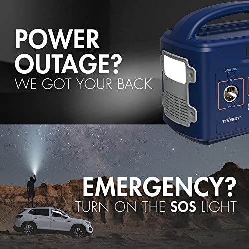 Tenergy Portable Power Station, 300Wh Battery, 110V/200W (Surge 400W) Two Pure Sine Wave AC outputs, USB type C PD 45W, Solar Ready Mobile Power for Outdoors Camping Vans RV Hunting Emergency Backup, Navy