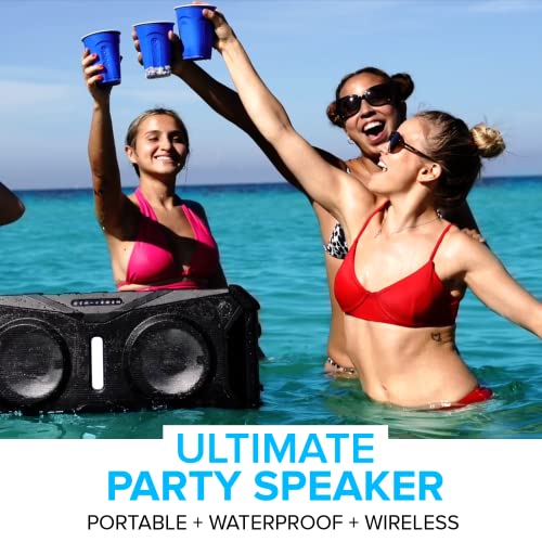 Gemini Sound Sounsplash SOSP-8BLK 400 Watt Wireless Rechargeable Floating IP67 Waterproof LED Lit Bluetooth Party Speaker with Voice Control, Cupholders and Back Storage Compartment for Pool/Beach