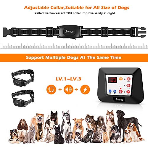 Aweec Wireless Dog Fence, 2022 Electric Fence for Dog & Training Collar with Remote, Wireless Dog Boundary Containment System, Adjustable Range Sizes, Dog Training Collar for All Dogs (for 2 Dogs)