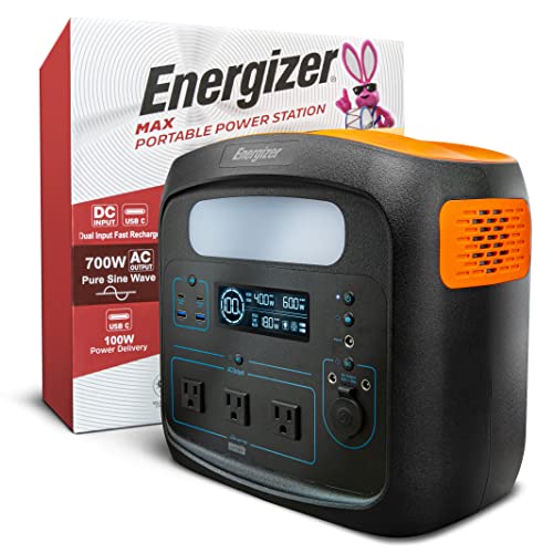 Energizer 960W MAX Portable Power Station, LiFePO4, Solar Generator, 110V/700W Pure Sine Wave AC Outlet, USB-C PD 100W, LED, Perfect for Outdoor Use, Home Emergency, Power Outages, RV, Camping, CPAP
