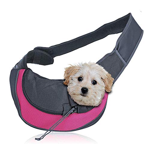 Zone Tech Pet Dog Sling Bag Carrier - Premium Quality Adjustable Breathable Mesh Safe Stylish Travelling Pet Hands-Comfortable Free Sling Bag Perfect for Small Dogs and Cats