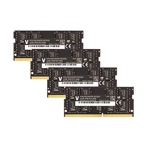 v-Color 128GB(4x32GB) 2666MHz ddr4 Compatible for iMac Retina 5K, 27-inch, 2019 and iMac Retina 5K, 27-inch, 2020 Non ecc SODIMM Mac Memory Ram Upgrade pc4-21300 CL19 260-pin 1.2V(TN416G26S819Q-VC)