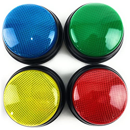 Matty's Toy Stop Lights & Sounds Electronic 3 Mode Red, Blue, Green & Yellow Game Answer Buzzer and Count Down Timer Gift Set Bundle (Perfect for Games, Classrooms, etc.) - 4 Pack