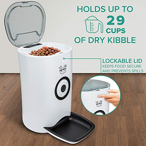 Arf Pets Smart Automatic Pet Feeder with Wi-Fi, Programmable Food Dispenser for Dogs & Cats with Easy App-Controlled Feed Timer, 29-Cup Capacity, Dishwasher-Safe Bowl & Bucket, for iPhone & Android