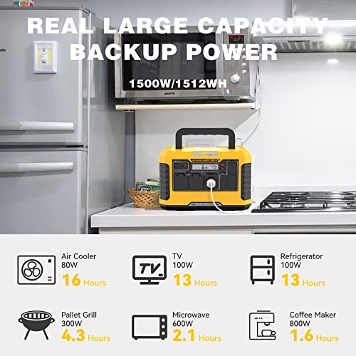 Togo Power Portable Power Station 1500W,1512Wh Portable Generator with 3x120V/1500W AC Outlets,Outdoor Generator for Home, Power Outage, RV, Camping