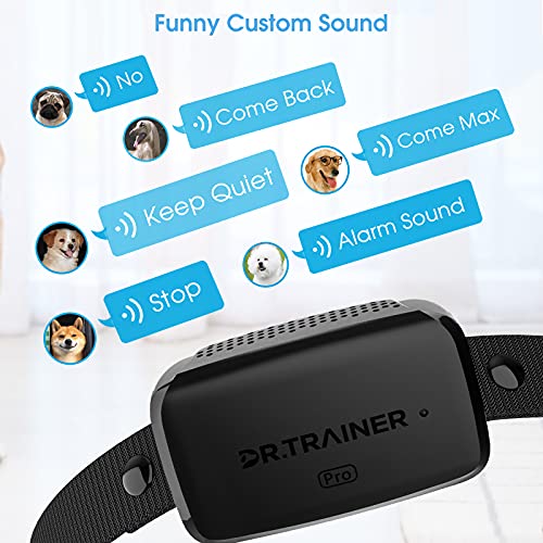 Dr.Trainer Bark Collar with APP/ Watch Control, Automatic No Shock No Pain Anti Bark Collar with Custom Sound/Vibration/Barking Report, Rechargeable Rainproof Smart Progressive Correction (B1Pro)