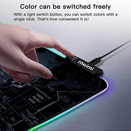 rnairni Extended RGB Gaming Mouse Pad, Extra Large Gaming Mouse Mat for Gamer, Waterproof Office Desktop Mat with 10 Lighting Mode, for PC Computer RGB Keyboard Mouse - 31.5'' x 15in x 4mm(Map)
