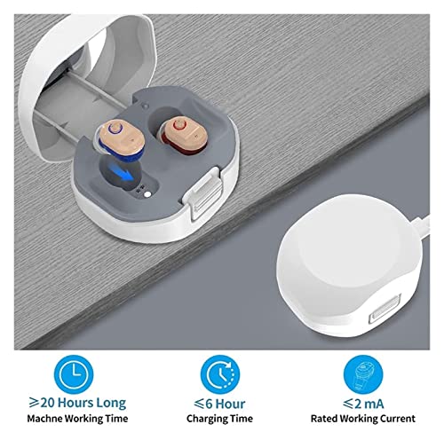 1 Pair Invisible Hearing Aid Rechargeable With Portable Charging Case, Voice Enhancer Device Personal Audio Amplifier, Adjustable Tone No-Noise Intelligent Deafness Hearing Aids