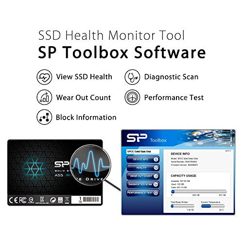 SP 1TB SSD 3D NAND A55 SLC Cache Performance Boost SATA III 2.5" 7mm (0.28") Internal Solid State Drive (SP001TBSS3A55S25)