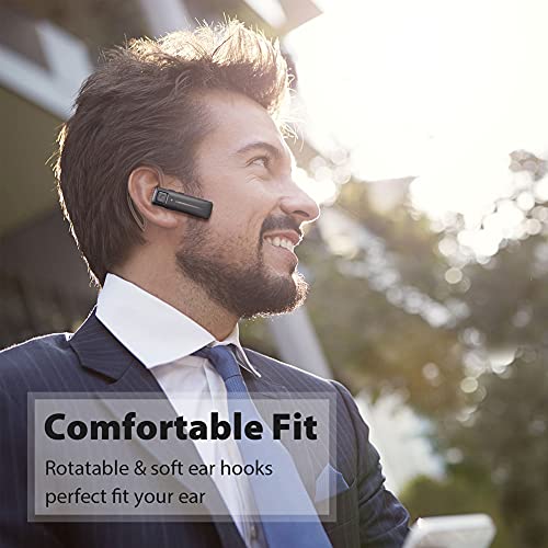 Bluetooth Headset, Marnana Bluetooth Earpiece with Voice Command Control & Noise Cancelling Mic, 13 Hrs Playtime V5.0 Wireless Headset Hands-Free Calls for iPhone Samsung Android Cell Phone - Grey