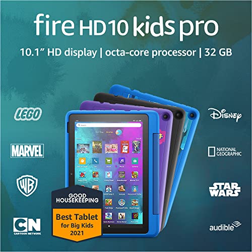 Fire HD 10 Kids Pro tablet, 10.1", 1080p Full HD, ages 6–12, 32 GB, (2021 release), Sky Blue
