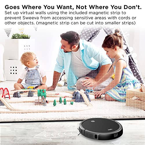 TCL Sweeva 2000 Robot Vacuum Cleaner Ultra Slim 2.76inch, 2000Pa Suction for Pet Hair, Hard Floor & Medium-Pile Carpets, 150mins Runtime, Washable HEPA Filter, WiFi & Alexa/Google Enabled