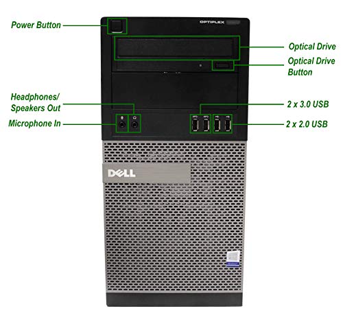Dell OptiPlex 9020 Tower Computer Desktop PC, Intel Core i5 Processor, 8GB Ram, 120GB M.2 SSD + 2TB Hard Drive, WiFi & Bluetooth, HDMI, NVIDIA GeForce GT 1030 2GB DDR5, Windows 10 (Renewed)
