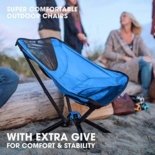 CLIQ Camping Chairs - Most Funded Camping Chair in Crowdfunding History. | Bottle Sized Compact Outdoor Chairs | Sets up in 5 Seconds | Supports 300lbs | Aircraft Grade Aluminum (Sky)