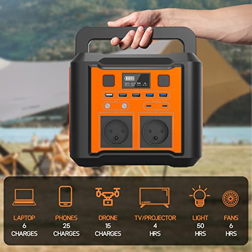 Portable Power Station 300W, 296Wh Solar Generator with 60W USB-C PD Output, 110V Pure Sine Wave AC Outlet Backup Lithium Battery for Outdoors Camping Travel Hunting Home Blackout