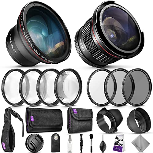 58mm Altura Photo Professional Accessory Kit for Canon EOS Rebel T8i T7i T7 T6i T6 SL3 DSLR – Wide Angle & Fisheye Lens, Filter Kit (Macro Close-Up Set, UV, CPL, ND4) & More Accessories