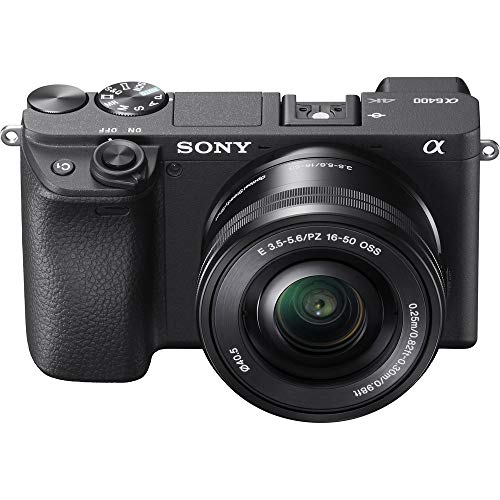 Sony A6400 Mirrorless Camera with E PZ 16-50mm f/3.5-5.6 OSS + E 55-210mm f/4.5-6.3 OSS Lens + LED Light + Microphone + 64Gb Memory Card + Professional Accessory Bundle