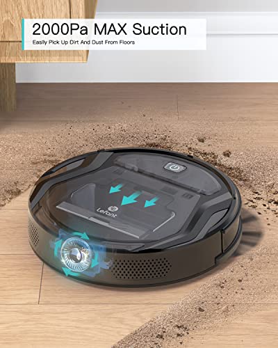 Lefant M210B Robot Vacuum Cleaner, 2000Pa Strong Suction, Slim, Tangle-Free, Compatible with Alexa, Self-Charging Robotic Vacuum Cleaner, Cleans Types of Floor & Carpet, 2 in 1 Robot Vacuum Mop Combo