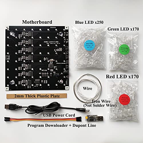 Hexidos 8x8x8 LED Cube Kit DIY Electronic Kit Soldering Project Kit, User Needs to Solder The LED, and The Displayed Content Can Be Modified [3D8C-MULTI]