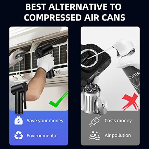 Reesibi Cordless Air Duster Portable Air Blower for Computer with 40000 RPM Improved Motor Electric Compressed Air Duster for Keyboard Laptop PC Camera Cleaning, 7500mAh Rechargeable Battery