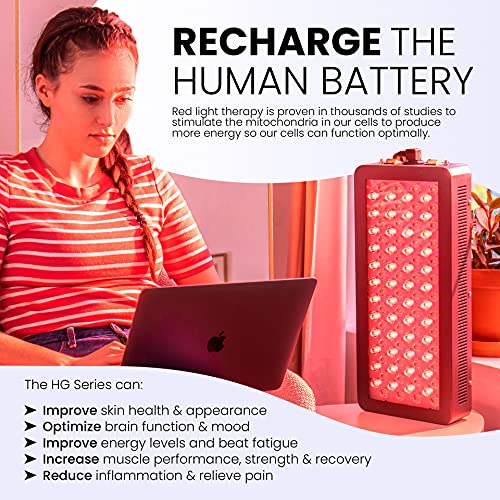 Hooga Red Light Therapy Device, Red Near Infrared 660nm 850nm, 60 Clinical Grade LEDs, High Power Output Panel. Hanging Kit. Improve Sleep, Pain Relief, Skin Health, Anti-Aging, Energy, Recovery.