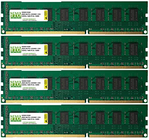 32GB (4x8GB) DDR3-1600MHz PC3-12800 Non-ECC UDIMM 2Rx8 Desktop Memory Module by NEMIX RAM