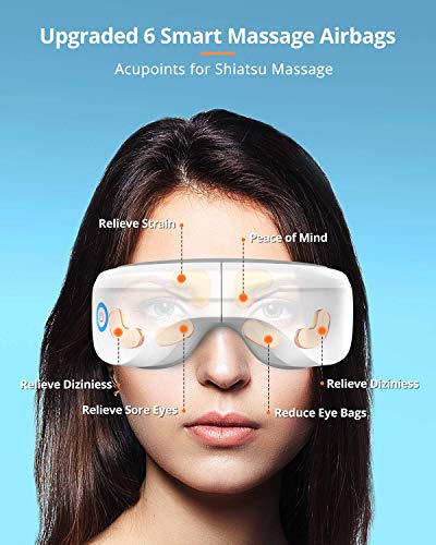 Eye Massager with Heat, Latumab Bluetooth Music Heated Massager for Migraines, Relax and Reduce Eye Strain Dark Circles Eye Bags Dry Eye Improve Sleep, Ideal Gifts for Women/Men