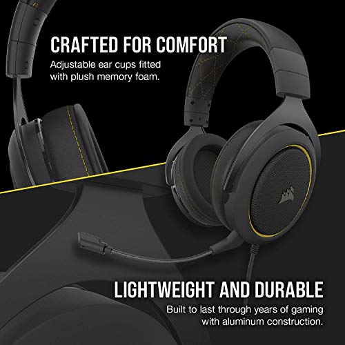 Corsair HS60 Pro – 7.1 Virtual Surround Sound PC Gaming Headset w/USB DAC - Discord Certified – Works with PC, Xbox Series X, Xbox Series S, Xbox One, PS5, PS4, and Nintendo Switch – Yellow