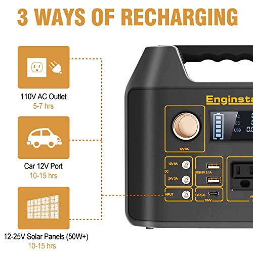 EnginStar Portable Power Station, 300W 298Wh Power Bank with 110V Pure Sine Wave AC Outlet for Outdoors Camping Travel Hunting and Emergency, 80000mAh Backup Battery Power Supply for CPAP Machine