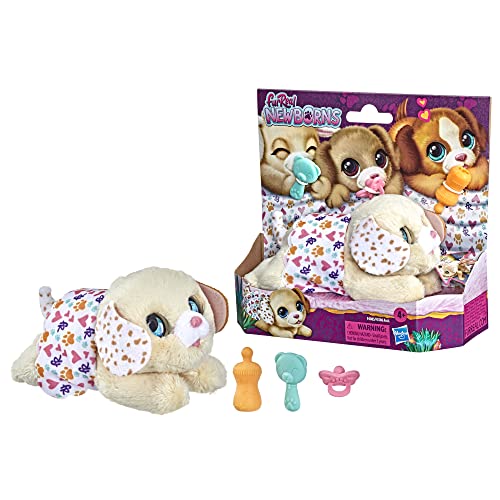 FurReal Newborns Puppy Interactive Animatronic Plush Toy: Electronic Pet with Sound Effects and Closing Eyes, for Kids Ages 4 and up