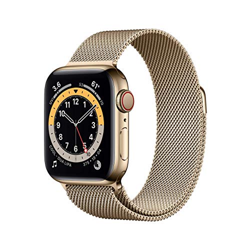 Apple Watch Series 6 40mm Gold Aluminum Milanese Loop (GPS+Cellular) M02P3LL/A (Renewed)