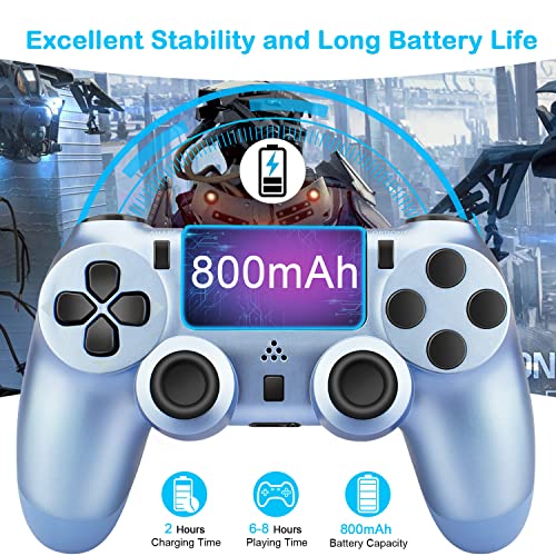 2 Pack Wireless Game Controller for PS4 Controller, ATISTAK Remotes Compatible with Playstation 4 Controller, Works with Gamepad/Mando/Joystick, Titanium Blue and Rose Gold, Cheap and New, 2022