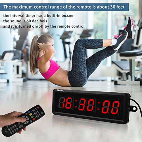 SMAHEAT 1.5" Electronic Fitness Timer, Interval Timer with Clear LED, Stopwatch with Remote Control for School/Quiz/Home Workout/Gym/Weight Room