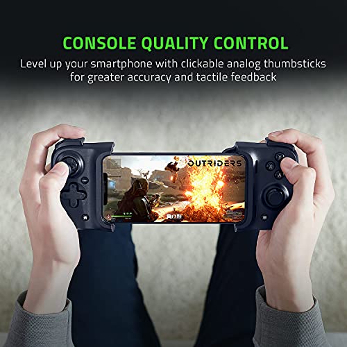 Razer Kishi Mobile Controller for iPhone iOS: Works with iPhone X, 11, 12, 13, and 13 Max - Includes 1 Month Xbox Game Pass Ultimate, xCloud, Stadia, Luna - Lightning Port Passthrough - MFi Certified
