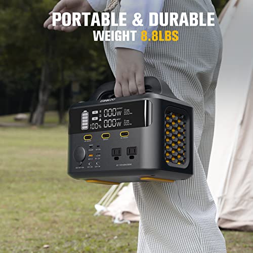 GOOLOO GTX300 Portable Power Station, 300Wh Solar Generator with 110V/300W（Peak 600W）Pure Sine Wave AC Outlet ,60W USB-C PD In/Output Backup Power Supply for Outdoors Camping Home Emergency Laptop