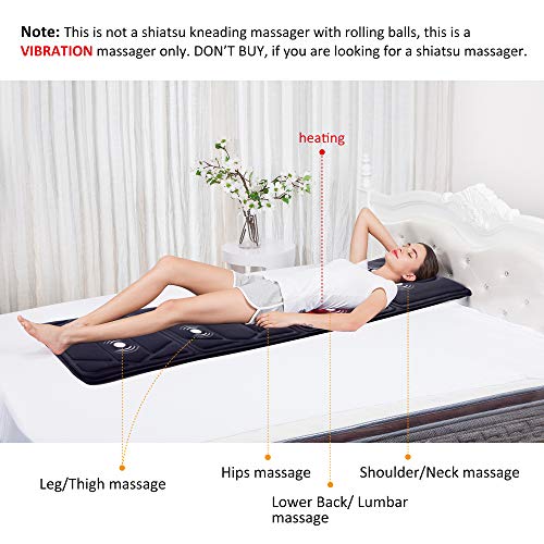 Snailax Massage Mat with Heat - 10 Motors Vibrating Massage Mattress Pad with 2 Heating Pads for Back, Full Body Massager for Neck and Back,Lumbar Calf Muscle Relaxation