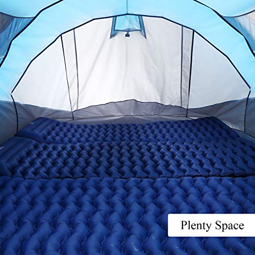 HUI LINGYANG 6 Person Easy Pop Up Tent,12.5’X8.5’X53.5'',Automatic Setup,Waterproof, Double Layer,Instant Family Tents for Camping,Hiking & Traveling,Blue