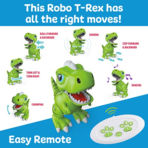 Robo Pets T-Rex Dinosaur Toy for Boys and Girls - Remote Control Robot Toy with LED Light Eyes, Interactive Hand Motion Gestures, STEM Toy Program Treats, Walking and Dancing Robot Dinosaur Kids Toy